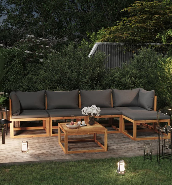 6-tlg. Garten-Lounge-Set mit Auflagen Massivholz Akazie