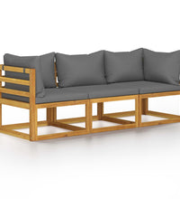 3-Sitzer-Gartensofa mit Auflage Akazie Massivholz