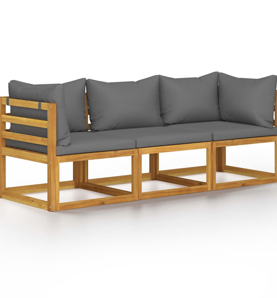 3-Sitzer-Gartensofa mit Auflage Akazie Massivholz