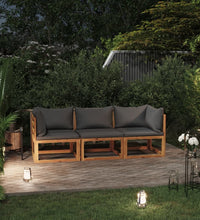 3-Sitzer-Gartensofa mit Auflage Akazie Massivholz