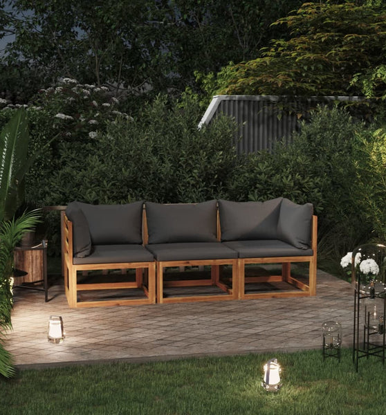 3-Sitzer-Gartensofa mit Auflage Akazie Massivholz