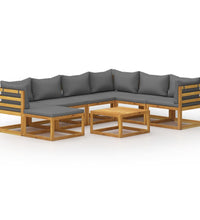 8-tlg. Garten-Lounge-Set mit Auflagen Massivholz Akazie
