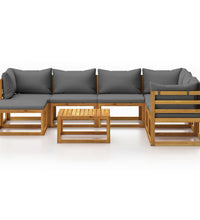 8-tlg. Garten-Lounge-Set mit Auflagen Massivholz Akazie