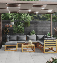 8-tlg. Garten-Lounge-Set mit Auflagen Massivholz Akazie