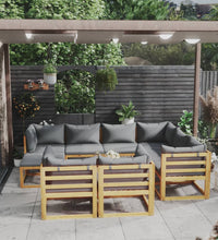 10-tlg. Garten-Lounge-Set mit Auflagen Massivholz Akazie