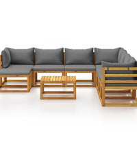 9-tlg. Garten-Lounge-Set mit Auflagen Massivholz Akazie