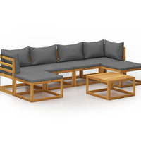 7-tlg. Garten-Lounge-Set mit Auflagen Massivholz Akazie