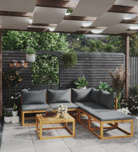 6-tlg. Garten-Lounge-Set mit Auflagen Massivholz Akazie