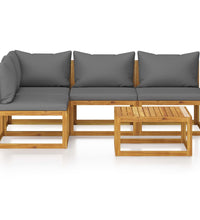 5-tlg. Garten-Lounge-Set mit Auflagen Massivholz Akazie