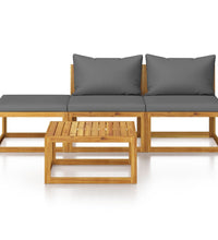 4-tlg. Garten-Lounge-Set mit Auflagen Massivholz Akazie