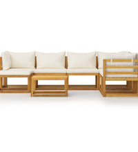 8-tlg. Garten-Lounge-Set mit Auflagen Creme Massivholz Akazie