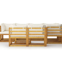 10-tlg. Garten-Lounge-Set mit Auflagen Creme Massivholz Akazie
