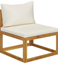 10-tlg. Garten-Lounge-Set mit Auflagen Creme Massivholz Akazie