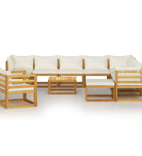 12-tlg. Garten-Lounge-Set mit Auflagen Creme Massivholz Akazie