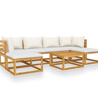 7-tlg. Garten-Lounge-Set mit Auflagen Creme Massivholz Akazie