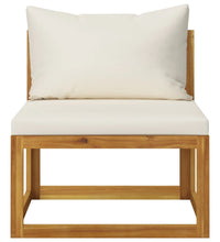 7-tlg. Garten-Lounge-Set mit Auflagen Creme Massivholz Akazie