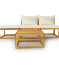 4-tlg. Garten-Lounge-Set mit Auflagen Creme Massivholz Akazie