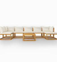 8-tlg. Garten-Lounge-Set mit Auflagen Creme Massivholz Akazie