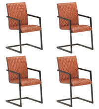 Freischwinger 4 Stk. Braun Echtleder