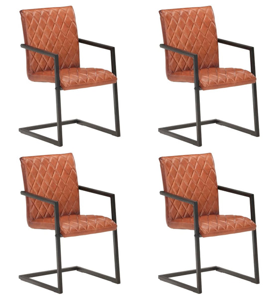 Freischwinger 4 Stk. Braun Echtleder