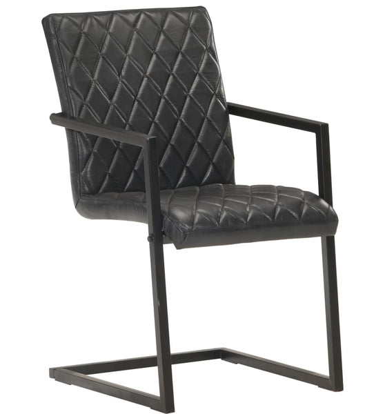 Freischwinger 6 Stk. Schwarz Echtleder