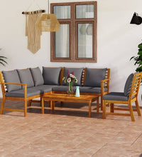 5-tlg. Garten-Lounge-Set mit Auflagen Massivholz Akazie