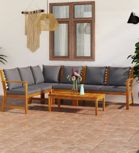 5-tlg. Garten-Lounge-Set mit Auflagen Massivholz Akazie