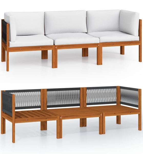 3-Sitzer-Gartensofa mit Kissen Massivholz Akazie