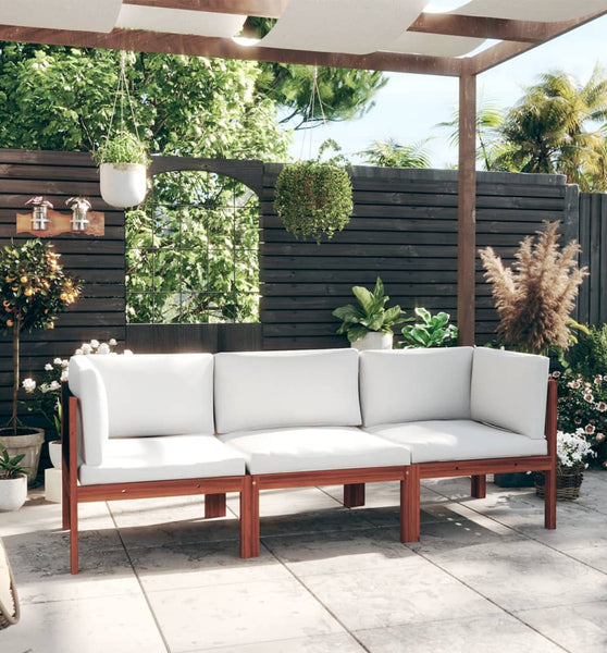 3-Sitzer-Gartensofa mit Kissen Massivholz Akazie