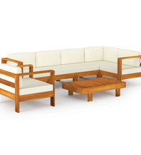 7-tlg. Garten-Lounge-Set mit Creme Auflagen Massivholz Akazie