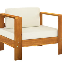 7-tlg. Garten-Lounge-Set mit Creme Auflagen Massivholz Akazie