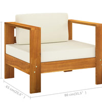 10-tlg. Garten-Lounge-Set mit Creme Auflagen Massivholz Akazie