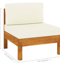 10-tlg. Garten-Lounge-Set mit Creme Auflagen Massivholz Akazie
