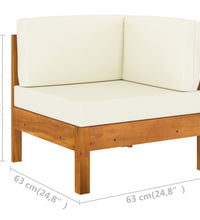 10-tlg. Garten-Lounge-Set mit Creme Auflagen Massivholz Akazie