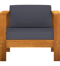 7-tlg. Garten-Lounge-Set mit Dunkelgrauen Auflagen Akazienholz