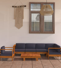 7-tlg. Garten-Lounge-Set mit Dunkelgrauen Auflagen Akazienholz