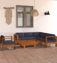 7-tlg. Garten-Lounge-Set mit Dunkelgrauen Auflagen Akazienholz