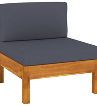 10-tlg. Garten-Lounge-Set mit Dunkelgrauen Auflagen Akazienholz