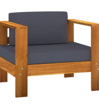10-tlg. Garten-Lounge-Set mit Dunkelgrauen Auflagen Akazienholz