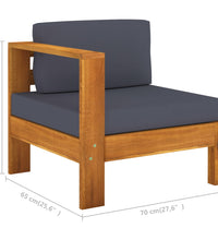 10-tlg. Garten-Lounge-Set mit Dunkelgrauen Auflagen Akazienholz