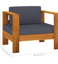 10-tlg. Garten-Lounge-Set mit Dunkelgrauen Auflagen Akazienholz