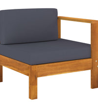 10-tlg. Garten-Lounge-Set mit Dunkelgrauen Auflagen Akazienholz