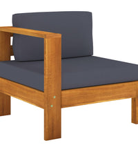 10-tlg. Garten-Lounge-Set mit Dunkelgrauen Auflagen Akazienholz