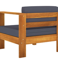 10-tlg. Garten-Lounge-Set mit Dunkelgrauen Auflagen Akazienholz