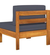 10-tlg. Garten-Lounge-Set mit Dunkelgrauen Auflagen Akazienholz