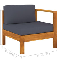 10-tlg. Garten-Lounge-Set mit Dunkelgrauen Auflagen Akazienholz