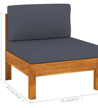 10-tlg. Garten-Lounge-Set mit Dunkelgrauen Auflagen Akazienholz