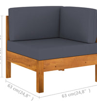10-tlg. Garten-Lounge-Set mit Dunkelgrauen Auflagen Akazienholz