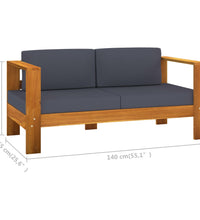 10-tlg. Garten-Lounge-Set mit Dunkelgrauen Auflagen Akazienholz