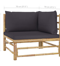 7-tlg. Garten-Lounge-Set mit Dunkelgrauen Kissen Bambus